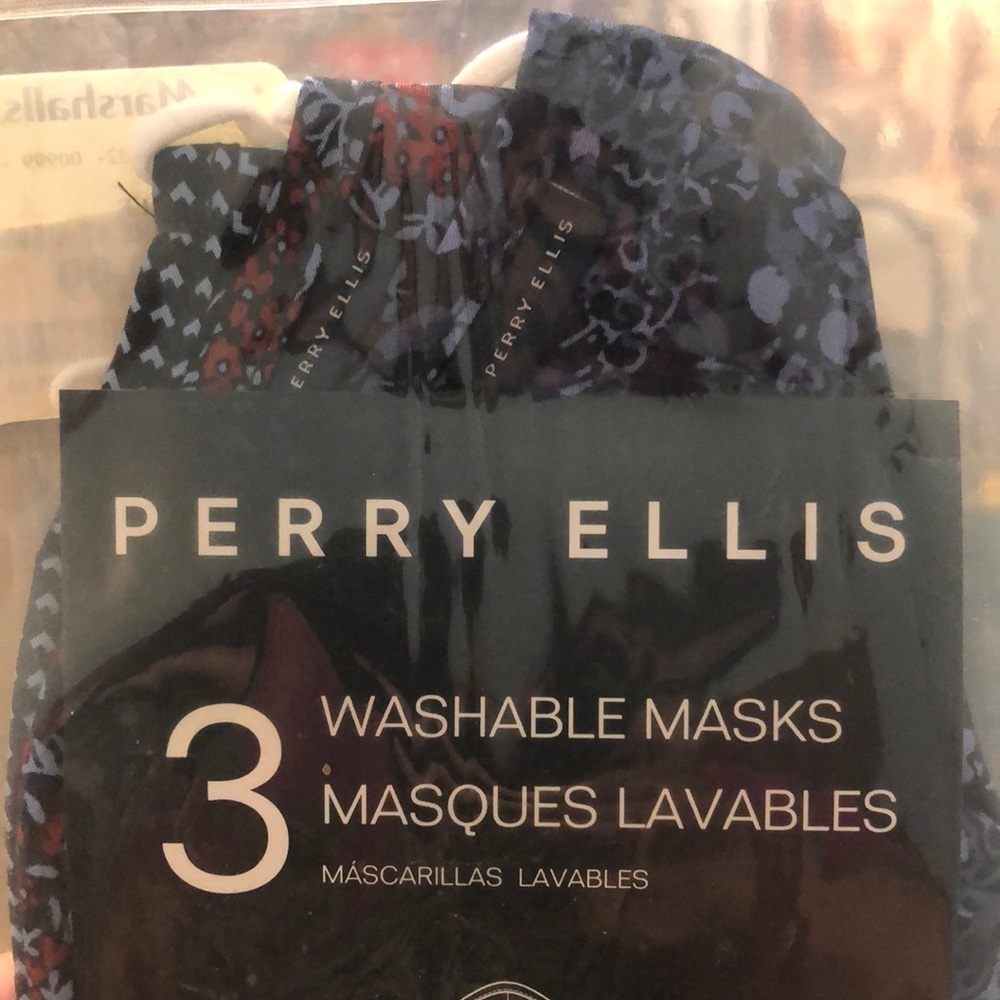 Perry Ellis 3 pack washable Fashion Face Masks. New with tags